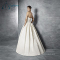 Court Train Strapless Lace Appliques Satin A Line Wedding Dresses